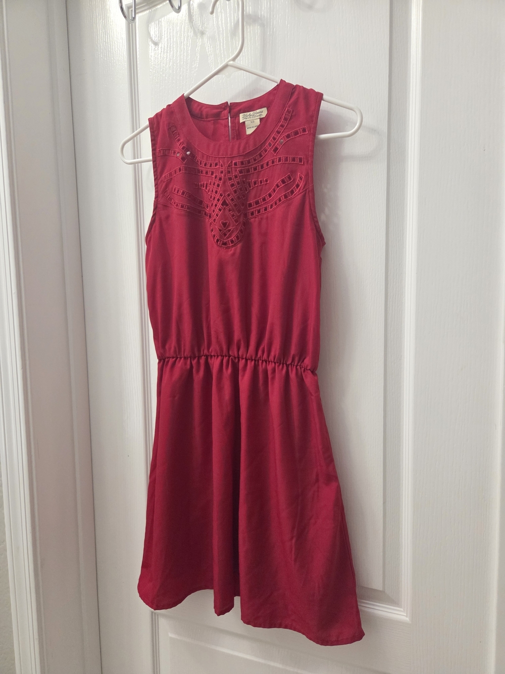 Lucky Brand Womens Red Sleeveless Dress with Eyelet Yoke